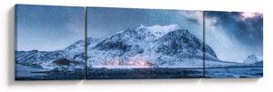 Obraz gór z gwieździstym niebem (170x50 cm)