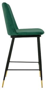 Krzesło Barowe Diego 65 Zielone - Welur, Podstawa Czarno Złota
