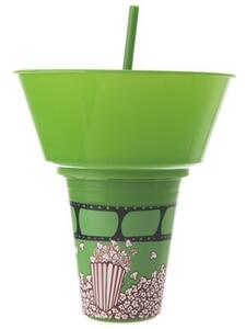 Kubek z miską na popcorn zielony 500 ML