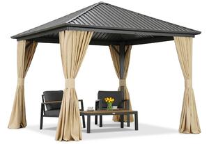 Metalowa altana Sardynia 3x3 z zasłonami Garden Point beż