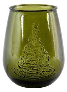 Zielony szklany wazon z motywem świątecznym Ego Dekor Arbol de Navidad, wys. 13 cm