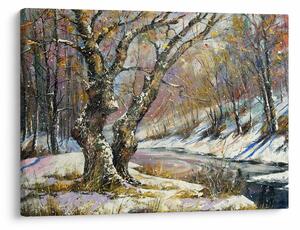 Obraz namalowanego zimowego krajobrazu (70x50 cm)