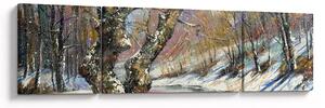 Obraz namalowanego zimowego krajobrazu (170x50 cm)