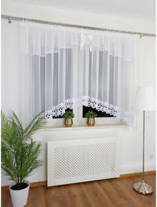 Firana gotowa z woalu 400x160 cm z gipiurÄ stokrotki i ozdobnym lambrekinem z haftem