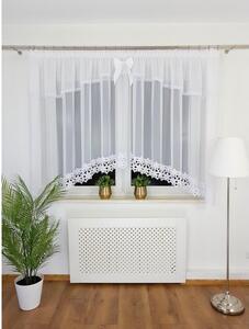 Firana gotowa z woalu 400x160 cm z gipiurÄ stokrotki i ozdobnym lambrekinem z haftem
