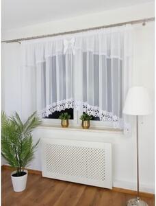 Firana gotowa z woalu 400x160 cm z gipiurÄ stokrotki i ozdobnym lambrekinem z haftem