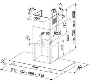 Okap FRANKE Tale 615 W XS Stal szlachetna 780m3/h 60dB klasa A++