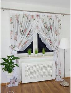 Firana z etaminy z falbankÄ i taÅmÄ cyrkonii - 400x250 cm