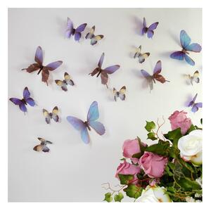 Zestaw 18 niebieskich adhezyjnych naklejek 3D Ambiance Butterflies
