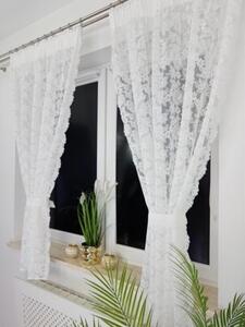 Firana gotowa z markizety 135x160 cm - haft 3D, taÅma marszczÄ ca, biaÅa
