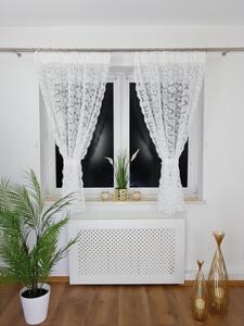 Firana gotowa z markizety 135x160 cm - haft 3D, taÅma marszczÄ ca, biaÅa