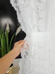 Firana gotowa z markizety 135x160 cm - haft 3D, taÅma marszczÄ ca, biaÅa