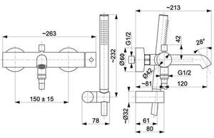 Bateria wannowa natynkowa KFA ARMATURA Moza 5034-520-81 Czarny