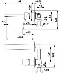 Bateria umywalkowa podtynkowa KFA ARMATURA Malaga 4529-810-61 Szary metaliczny