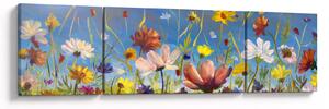 Malowany obraz kwitnącej łąki (170x50 cm)
