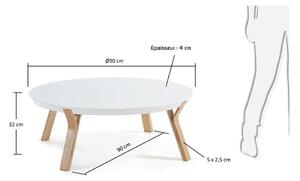 Biały stolik Kave Home Solid, ø 90 cm