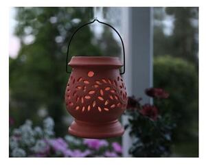 Czerwony ceramiczny lampion ogrodowy LED Star Trading Clay, wys. 14 cm