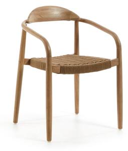 Drewniane krzesło z beżowym siedziskiem Kave Home Glynis