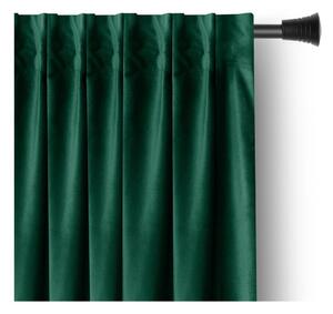 Ciemnozielona aksamitna zasłona częściowo zaciemniająca (dimout) 140x245 cm Pleat – Restilo