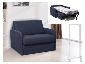 Fotel rozkładany NADOA z tkaniny, z mechanizmem typu ekspres – miejsce do spania 70 cm – kolor niebieski
