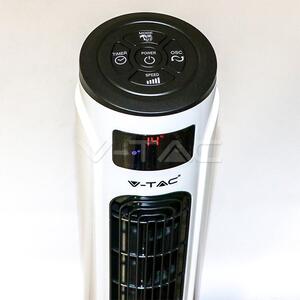 Wentylator wieżowy V-TAC z wyświetlaczem temperatury i zdalnym sterowaniem 55W 120cm Biały / BLA VT-5547