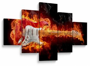 Obraz - Gitara w płomieniach (125x70 cm)