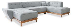 Jasnoszara rozkładana sofa w kształcie litery "U" Miuform Dazzling Daisy, prawostronna