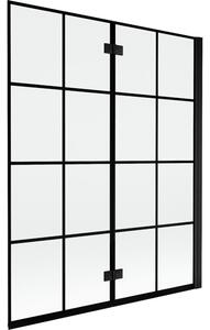 Mexen Mist parawan nawannowy 2-skrzydłowy prawy 140 x 150 cm, czarna kratka, czarny - 8A9-140-002-70-77-P