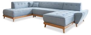 Jasnoniebieska rozkładana sofa w kształcie litery "U" Miuform Dazzling Daisy, lewostronna