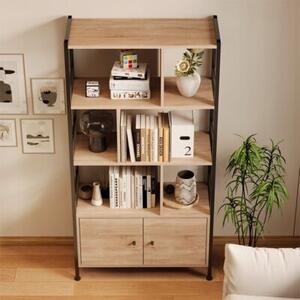 Regał na książki uniwersalny z zamykanymi szafkami loft pojemny