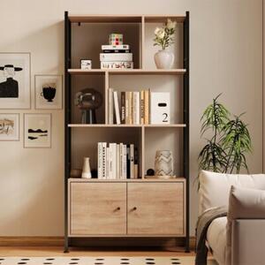 Regał na książki uniwersalny z zamykanymi szafkami loft pojemny
