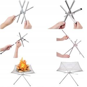 Duże Palenisko Przenośne Stojak Składany Na Ognisko Grill 56X56X43 Cm Xl