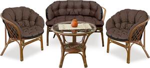 Zestaw ogrodowy 2x122x40cm + 190x40cm na krzeso kanap hutawk meble rattanowe wodoodporny brzowy