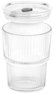 Kubki szklane z pokrywką i słomką 340 ML 2 szt