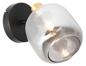 Designerski Reflektorek / Spot / Spotow sufitowy czarny ze złotem z przydymionym szkłem - Zuzanna Oswietlenie wewnetrzne
