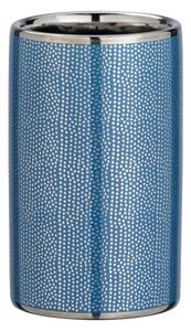 Niebieski ceramiczny kubek na szczoteczki z detalem w kolorze srebra Wenko Nuria