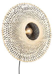 Orientalny Kinkiet / Lampa scienna rattanowy 50 cm z wtyczką - Rina Oswietlenie wewnetrzne