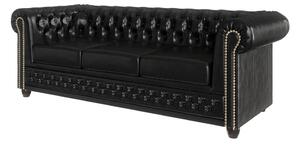 Czarna sofa z imitacji skóry 203 cm York – Ropez