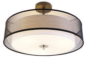 Nowoczesna lampa sufitowa czarno-biała 50 cm 3-punktowa - Drum Duo Oswietlenie wewnetrzne