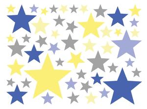 Zestaw 50 naklejek ściennych Ambiance Stars Blue and Yellow