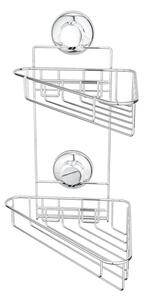 Narożna samoprzylepna metalowa półka łazienkowa w kolorze srebra Bestlock Bath – Compactor