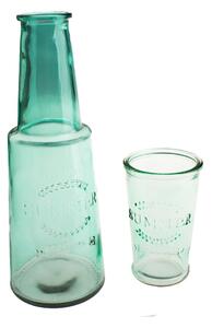 Zielona szklana karafka ze szklanką, 800 ml