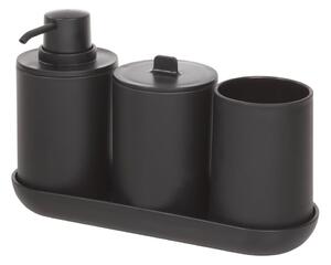Czarny zestaw dozownika do mydła i 2 pojemników iDesign Cade, 355 ml