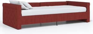 Łóżko dzienne z USB, winna czerwień, obite tkaniną, 90x200 cm