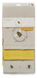 Zestaw 3 beżowo-żółtych bawełnianych ścierek kuchennych Cooksmart ® Bumble Bees