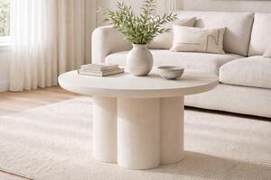 Stolik kawowy okrągły Cylindus 80 cm - beżowy