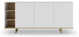 Biała niska komoda w dekorze dębu 170x80 cm Cequoia – Marckeric