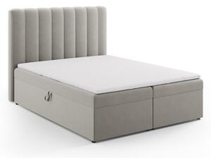 Szare łóżko boxspring ze schowkiem 160x200 cm Gina – Milo Casa