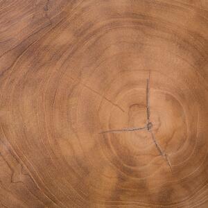 Stolik kawowy pomocniczy trójnóg drewniany rzeźbiony blat jasne drewno Elsa Beliani