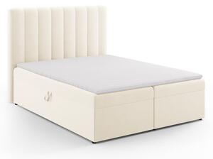 Beżowe łóżko boxspring ze schowkiem 160x200 cm Gina – Milo Casa